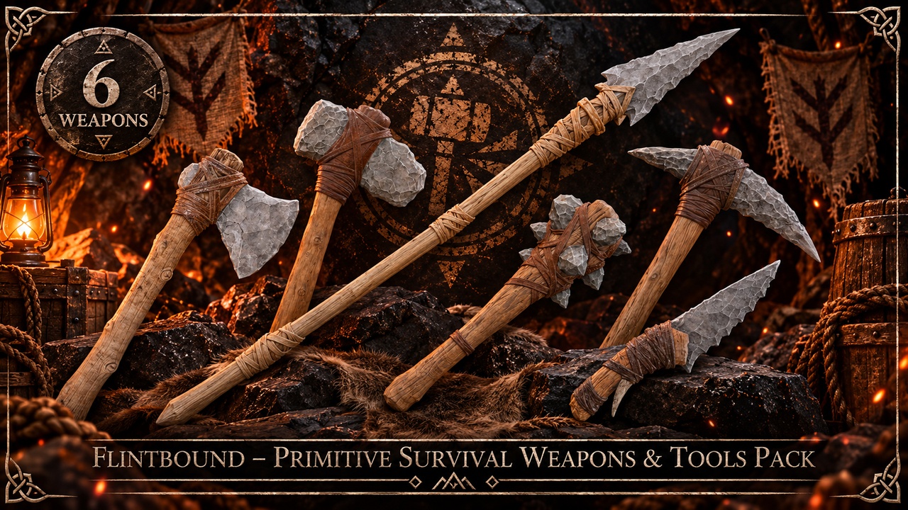 Media 1 for listing Flintbound – Primitive Survival Weapons & Tools Pack