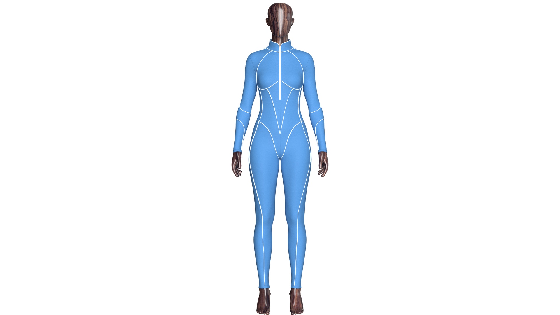 Media 1 for listing Girls Half - Zip Jumpsuit With White Piping | High Poly