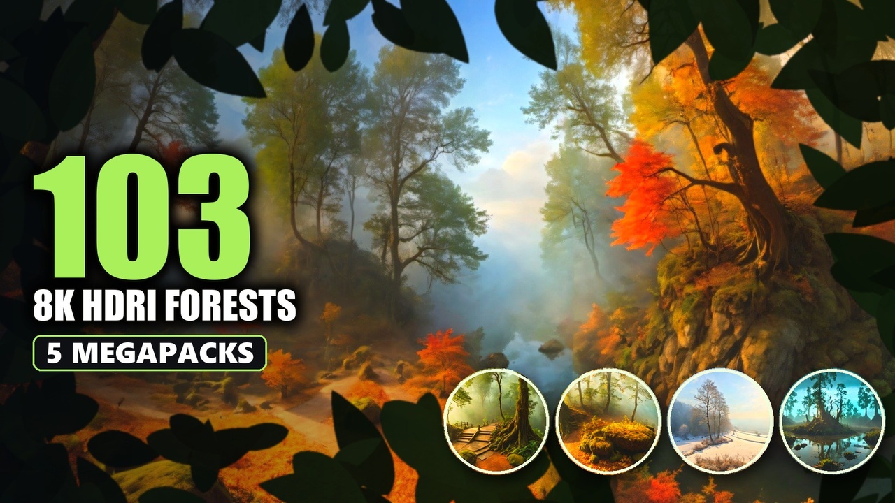 Media 1 for listing Realistic Forest & Swamp HDRI Bundle - 103 8K Panoramas: Woodland & Wetlands