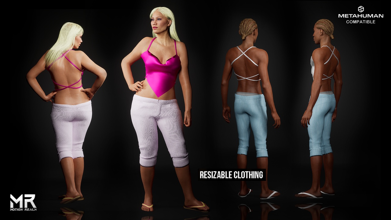 Media 1 for listing MetaHuman Outfit – Jeans, Crop Top (Capri Trousers) and Sandals