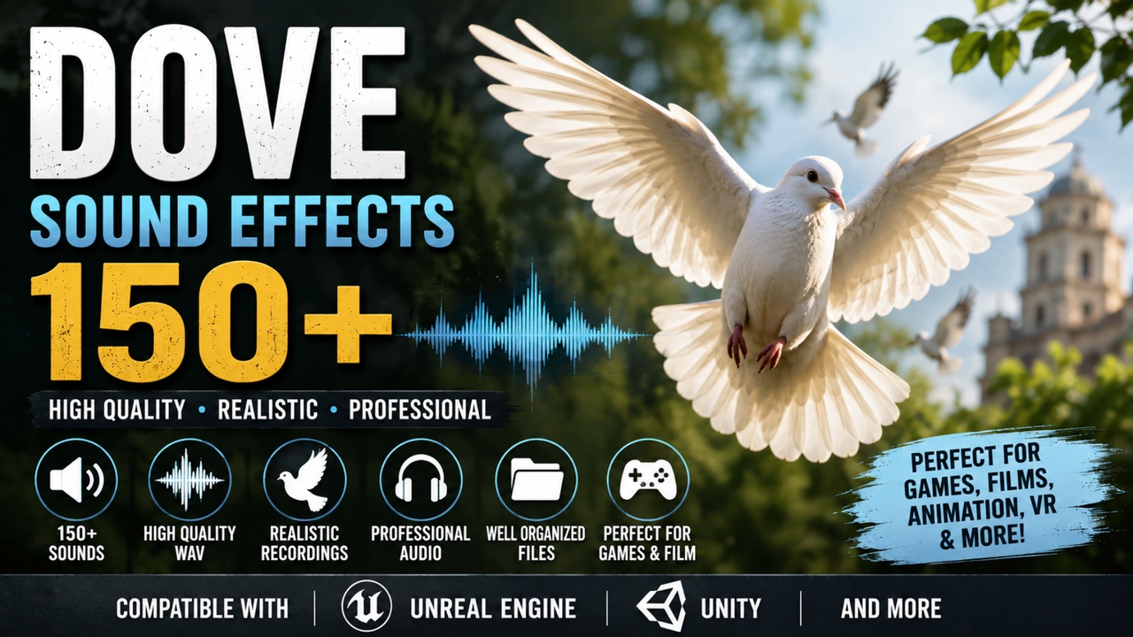 Media 1 for listing Dove Sounds 150+ Sound Effects FX – Dove Cooing, Calls, Wings & Bird Sounds