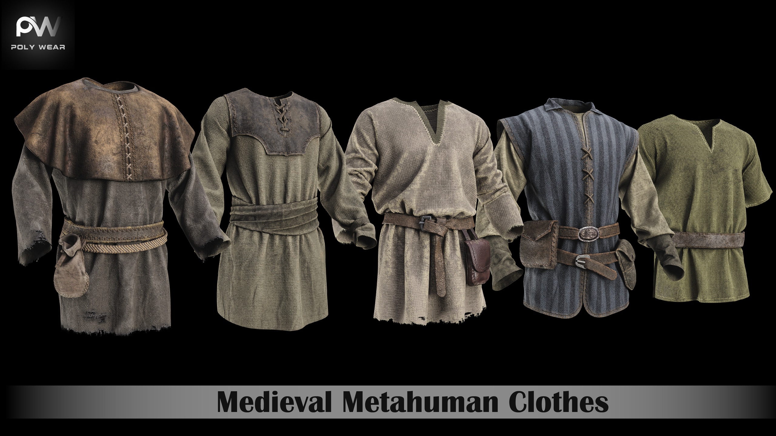 Media 1 for listing Rigged Medieval Metahuman Clothes