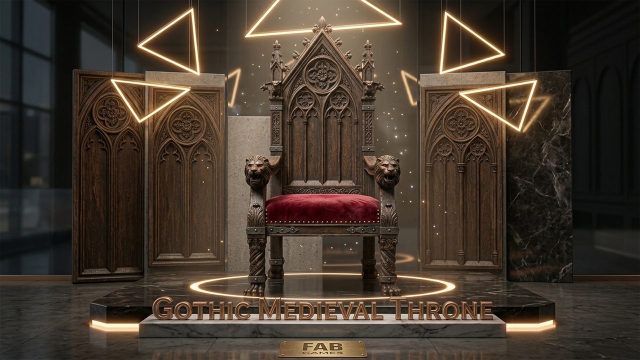 Media 1 for listing Gothic Medieval Throne – Game Ready 3D Asset