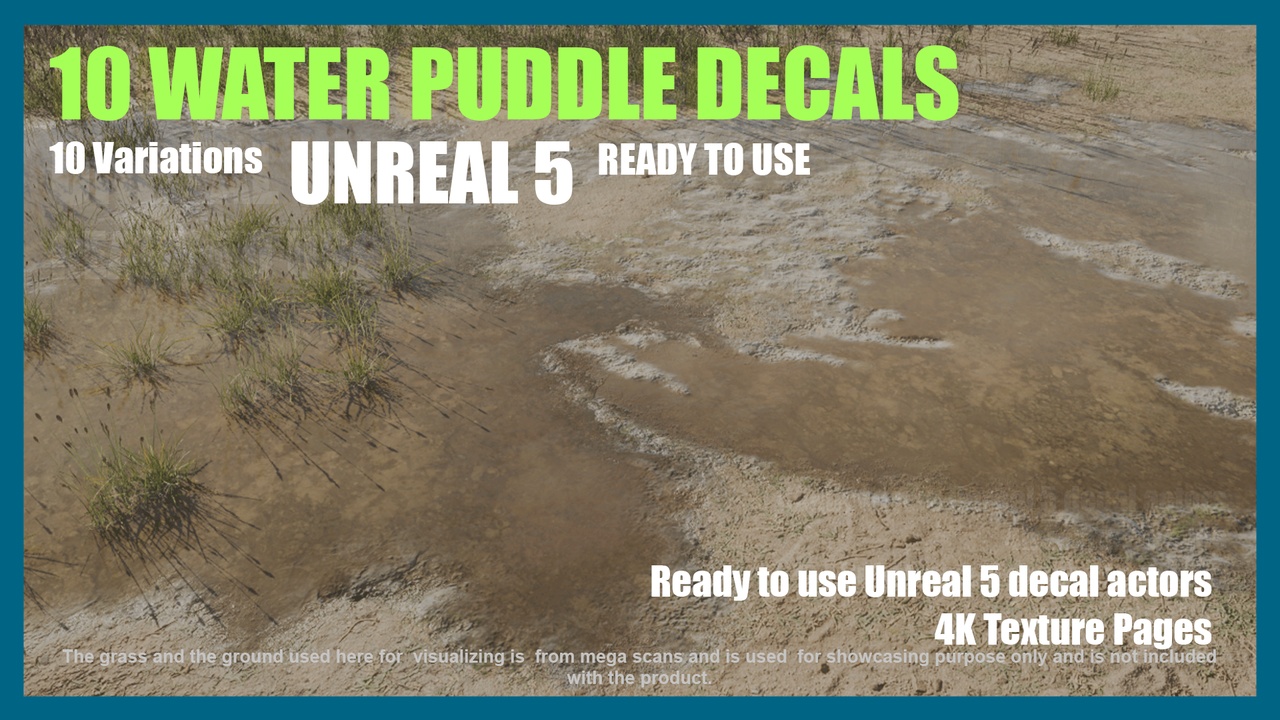 Media 1 for listing 10 Water Puddle Decal for unreal 5