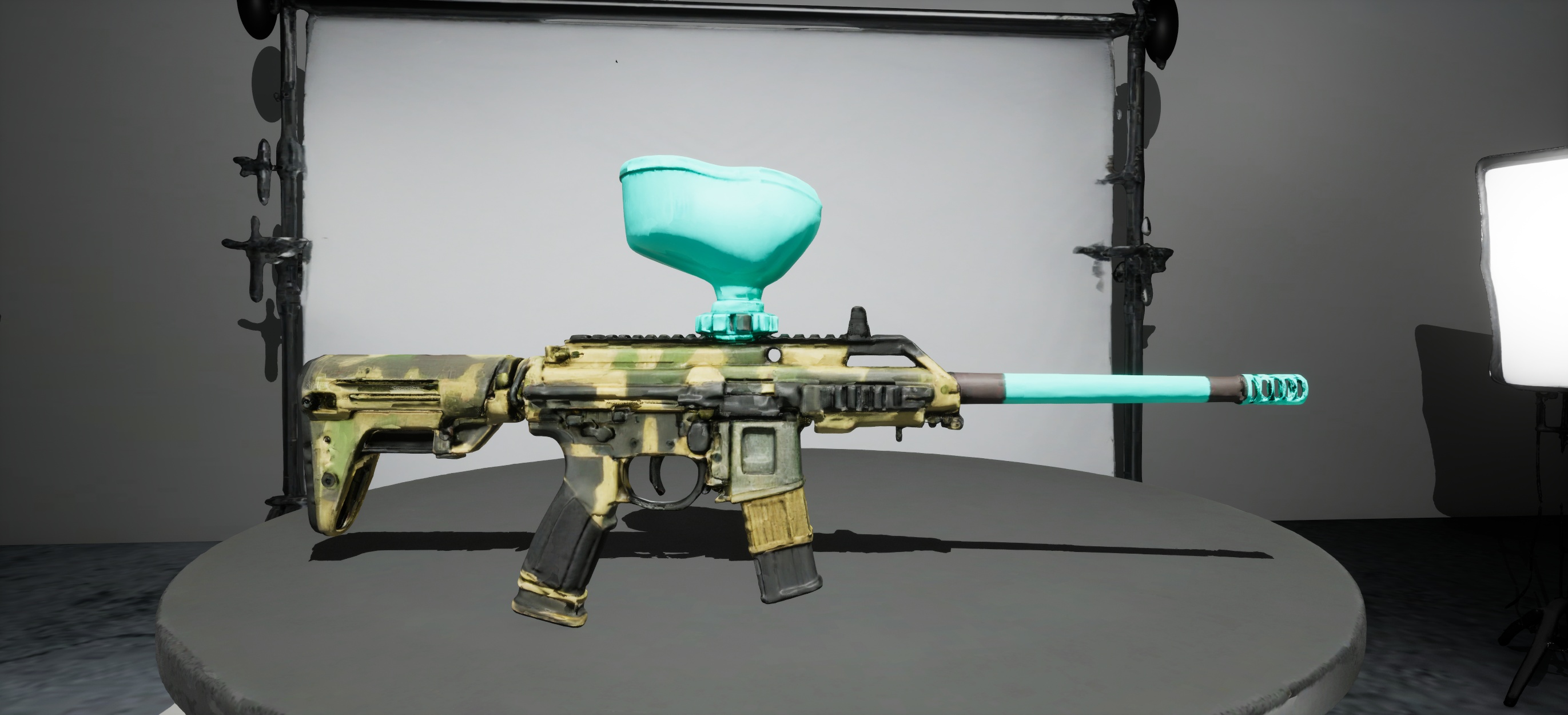 Paintball Gun - Camo And Teal Design - Weapon Prop | Fab