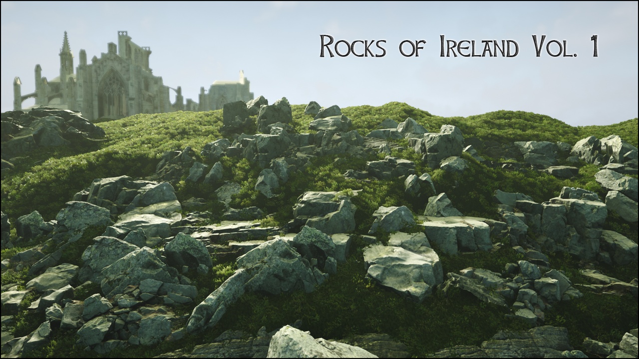 Media 1 for listing Rocks of Ireland - 3D Scanned, + Grass, Landscape Mat