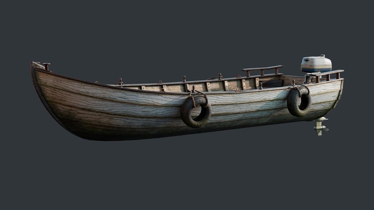 Media 1 for listing Wooden Fishing Boat with Outboard Motor