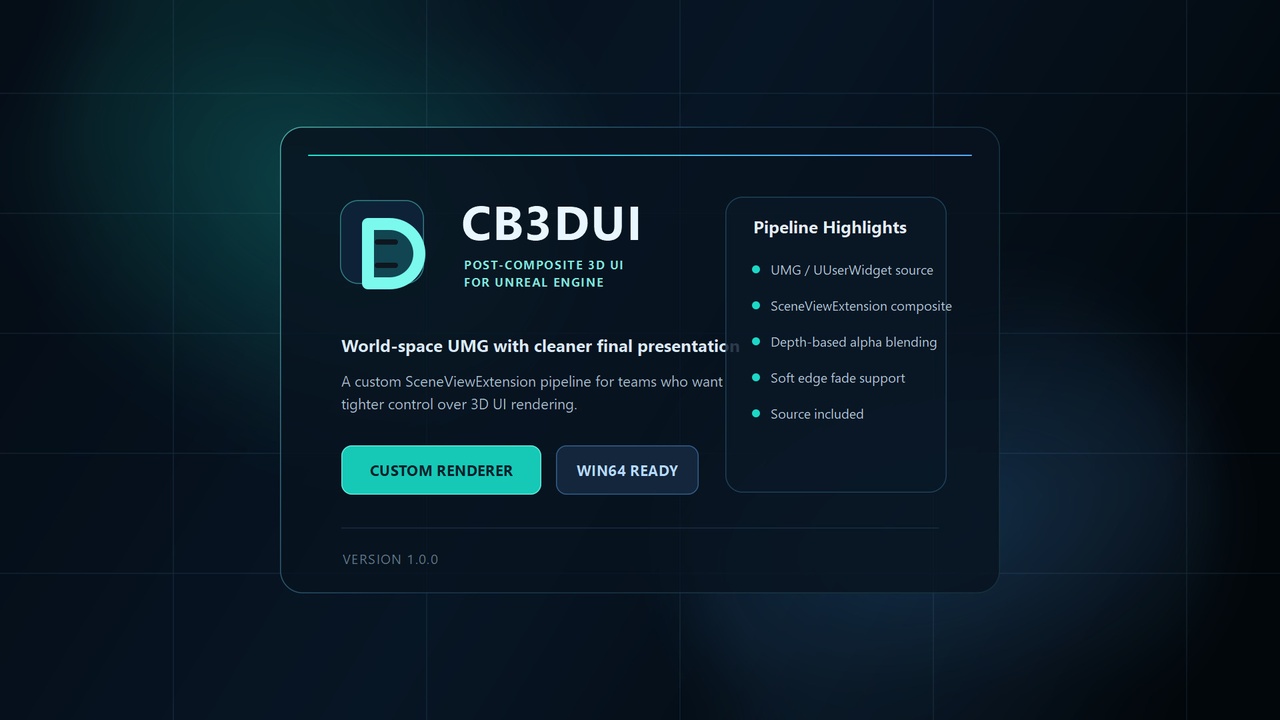 Media 1 for listing CB3DUI - Post-Composite 3D UI Plugin for Unreal Engine