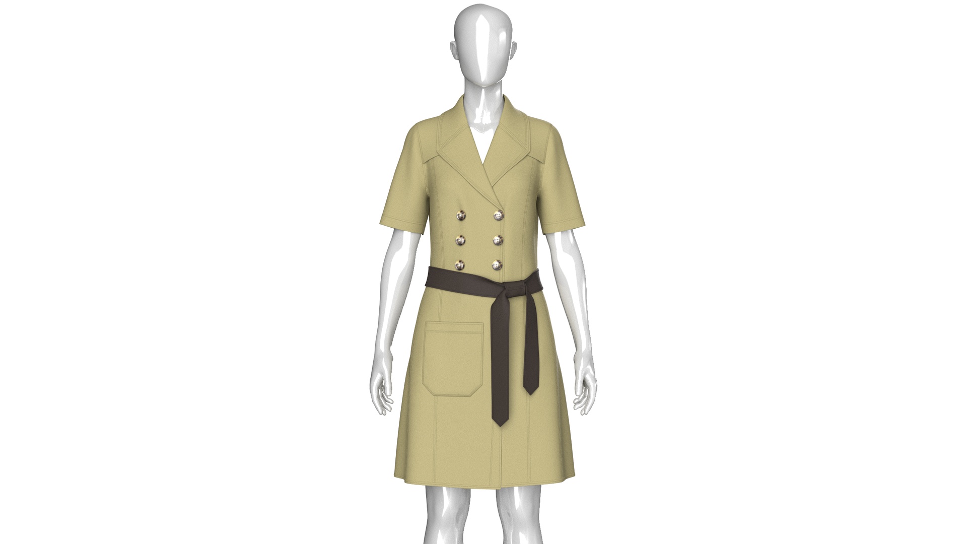 Media 1 for listing Girls Short Sleeve Double Breasted Coat Dress | High Poly