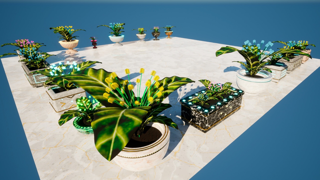Media 1 for listing Outdoor elements asset pack vol. 1: Sci-Fi Concrete & Marble Flower Pots