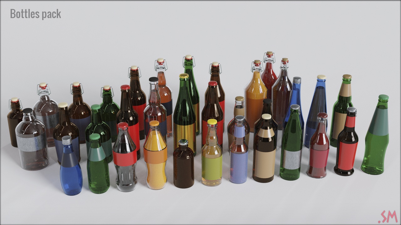 Media 1 for listing Glass Bottles pack.2 (Beer, Juice, Soda, Water...)