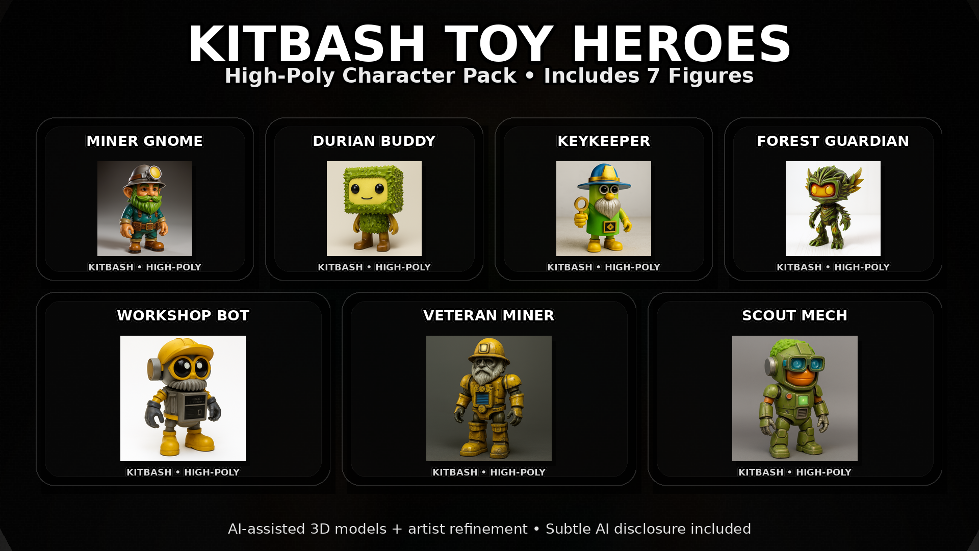 Kitbash Toy Heroes – High-Poly Character Pack (7 Figures) | Fab
