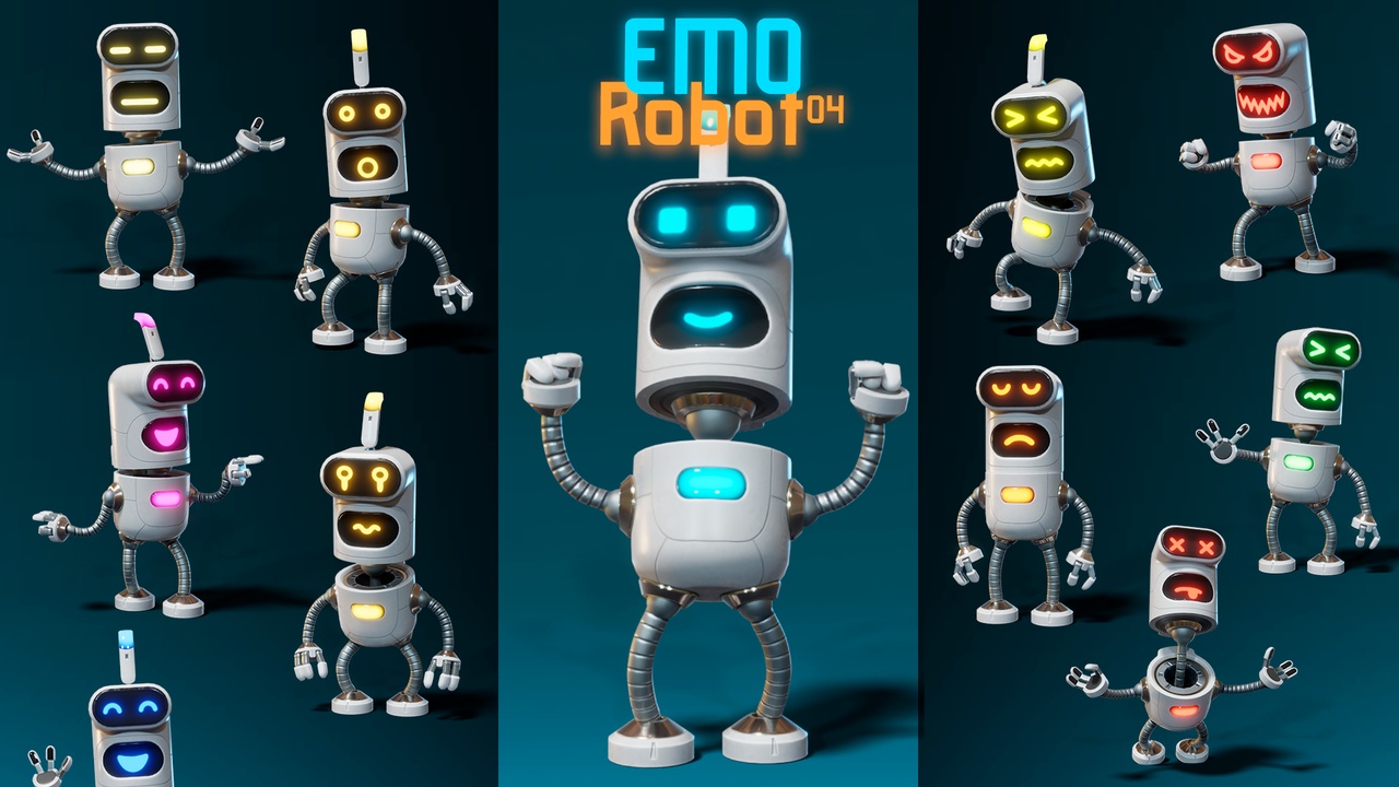 Media 1 for listing Emo Robot 04 – Animated Robot with Emotions and Combat Mode
