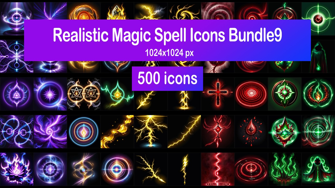 Media 1 for listing Realistic Magic Spell Icons Bundle9