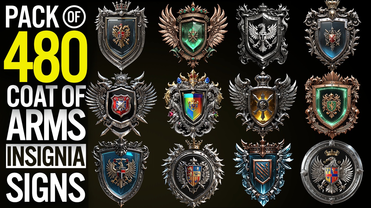 File multimediali per l'articolo Pack of 480 Signs, Badges, Labels, Awards, Emblems, Achievements, Insignia: 1