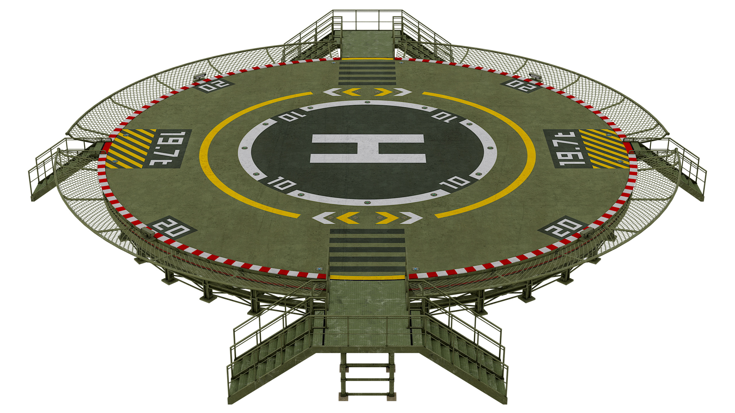 Circular Elevated Military Helipad 01 - Low Poly PBR | Fab