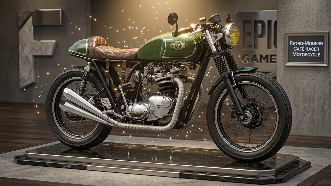 Media 1 for listing Retro Café Racer Motorcycle – Game-Ready Vehicle Asset