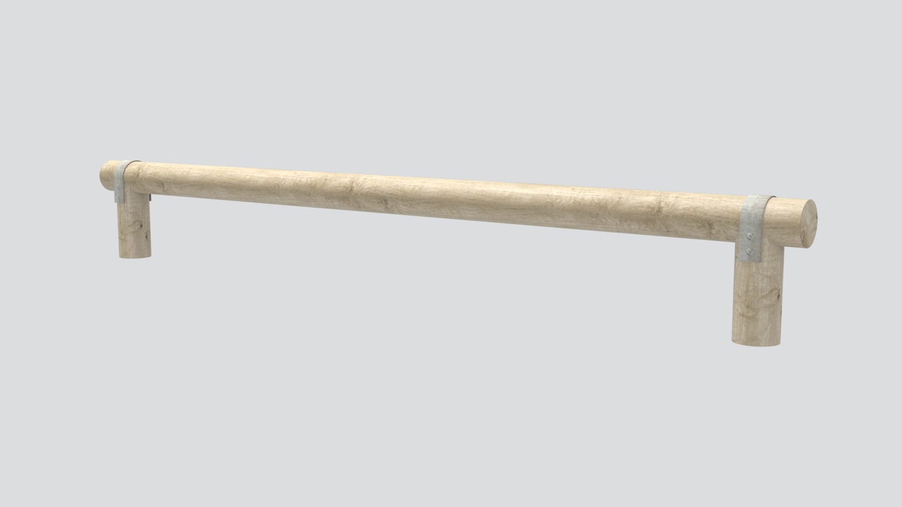 Media 1 for listing Rustic Round Log Handrail with Two Post Stubs and Metal Straps 3D Model