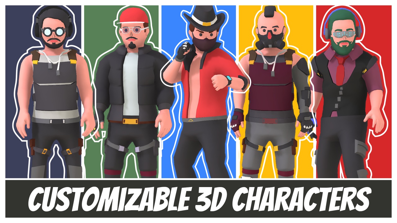 Media 1 for listing Customizable 3D Cyberpunk Male Characters
