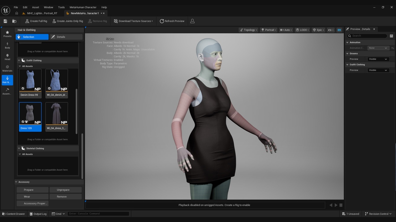 Media 1 for listing Bodycon Dress for Metahuman 109 - MHPKG