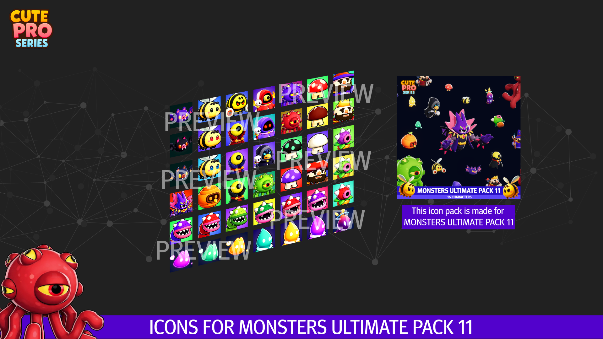 Icons For Monsters Ultimate Pack 11 Cute Pro Series | Fab