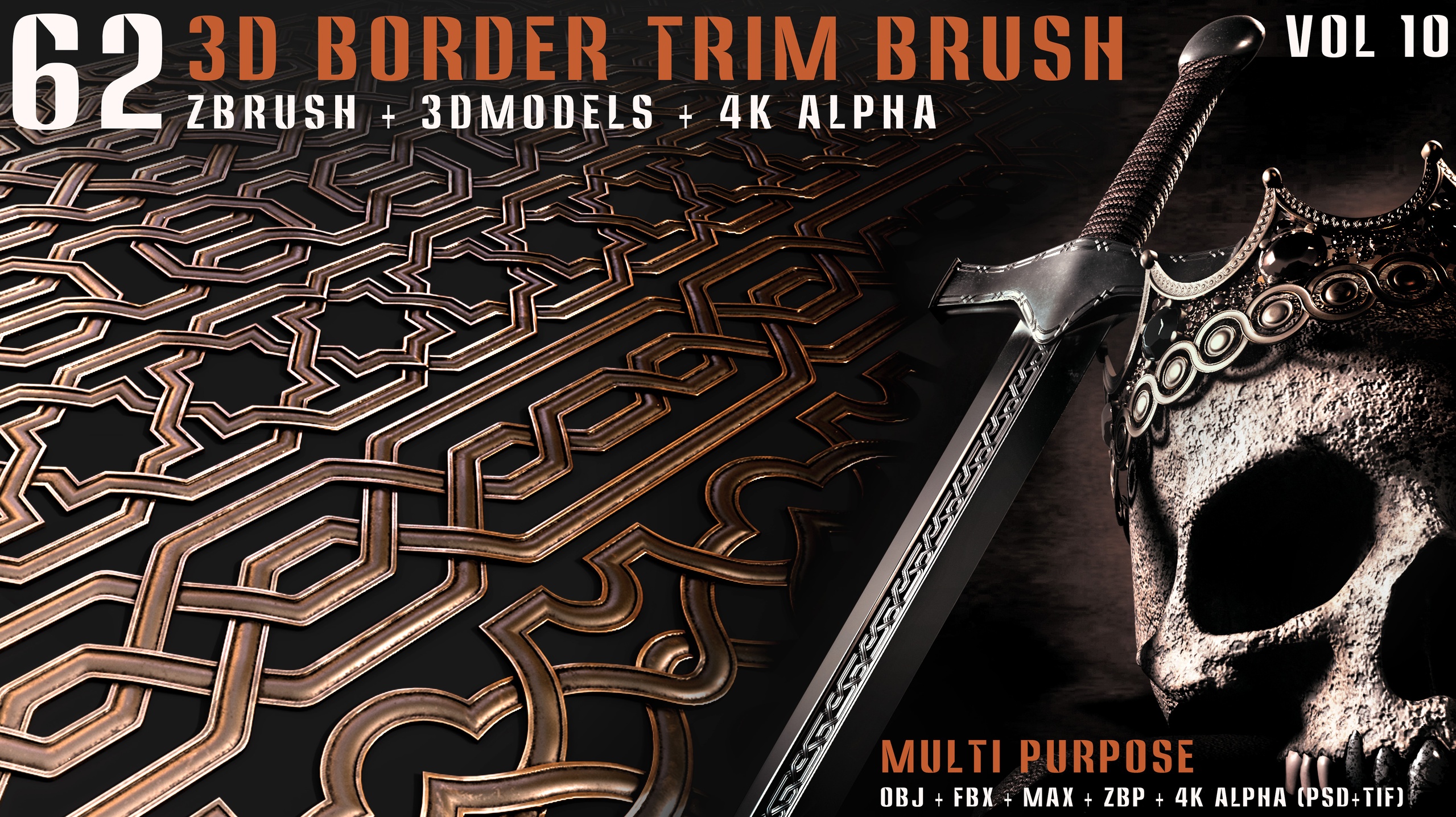 Media 1 for listing 62 - 3D Border Trim Brush – Vol10