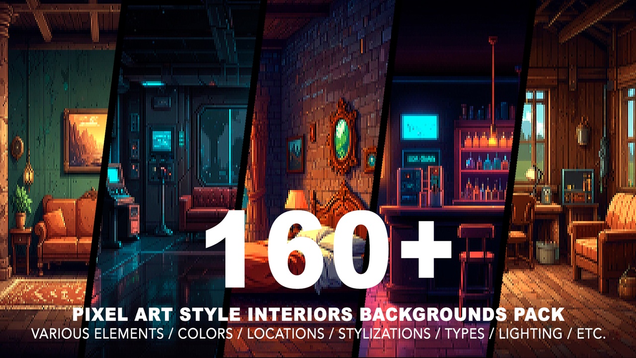 Media 1 for listing 160+ INTERIORS PIXEL ART BACKGROUNDS