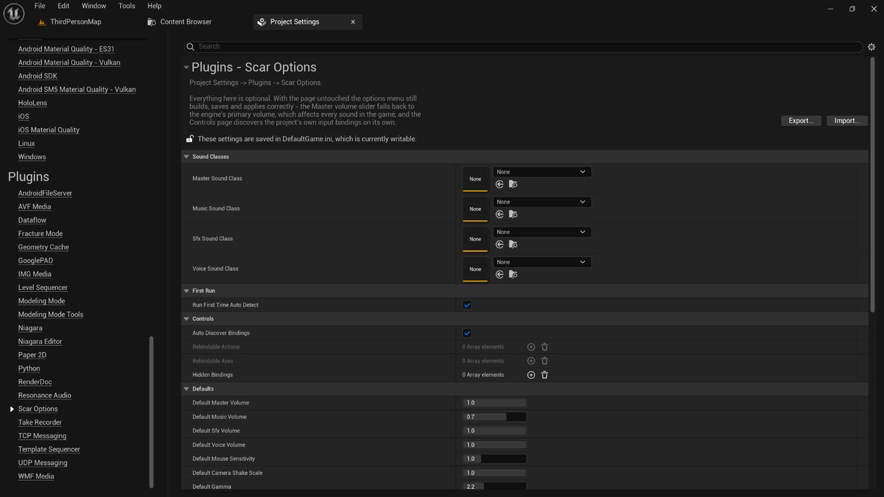 Media 1 for listing Game Settings & Options Menu System: Scar Options