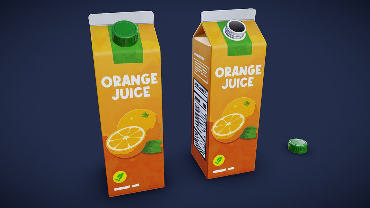 Media 1 for listing Stylized Orange Juice Carton - Game Ready