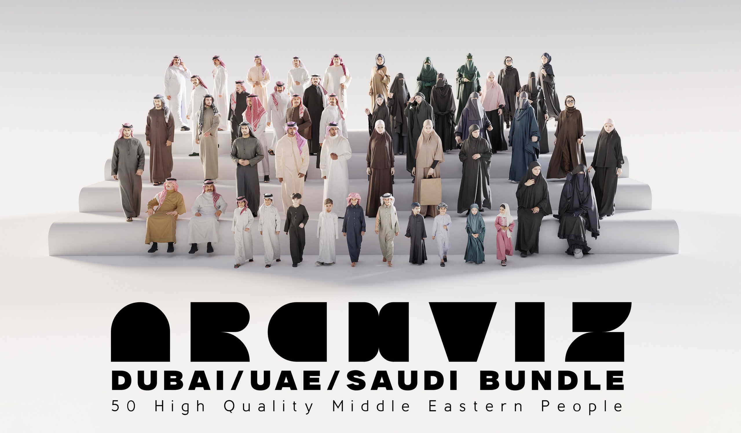 Media 1 for listing ArchViz People — Dubai/UAE/Saudi Bundle | 30 Men, Women & Children Models