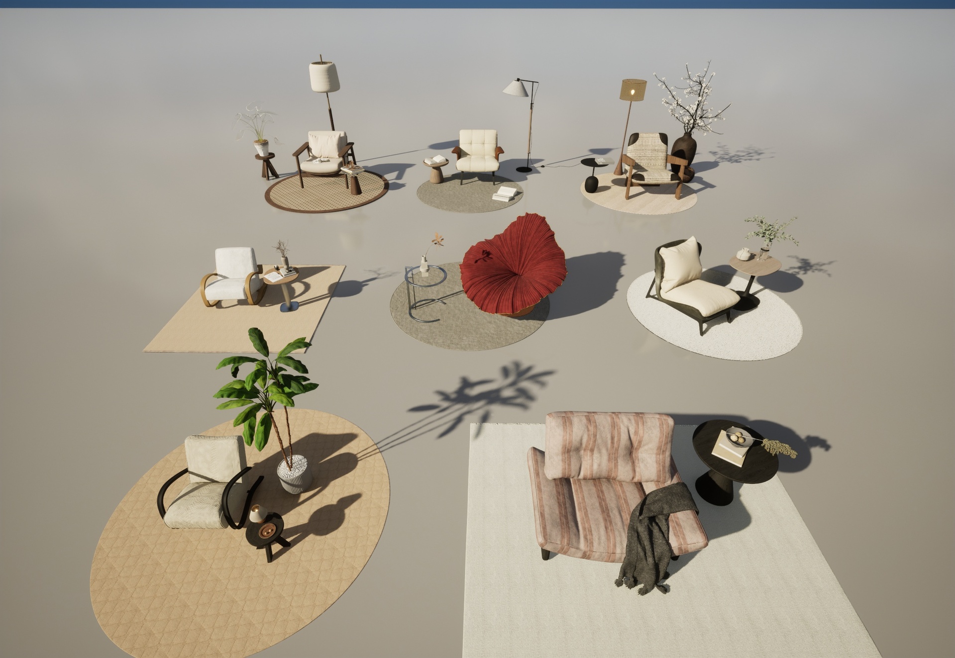 Media 1 for listing Modern Lounge Seating Collection – 8 Styled Interior Arrangements