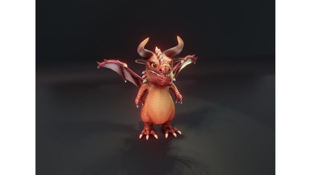 商品 Cartoon Crystal Dragon Animated 3D Model 的媒体 1