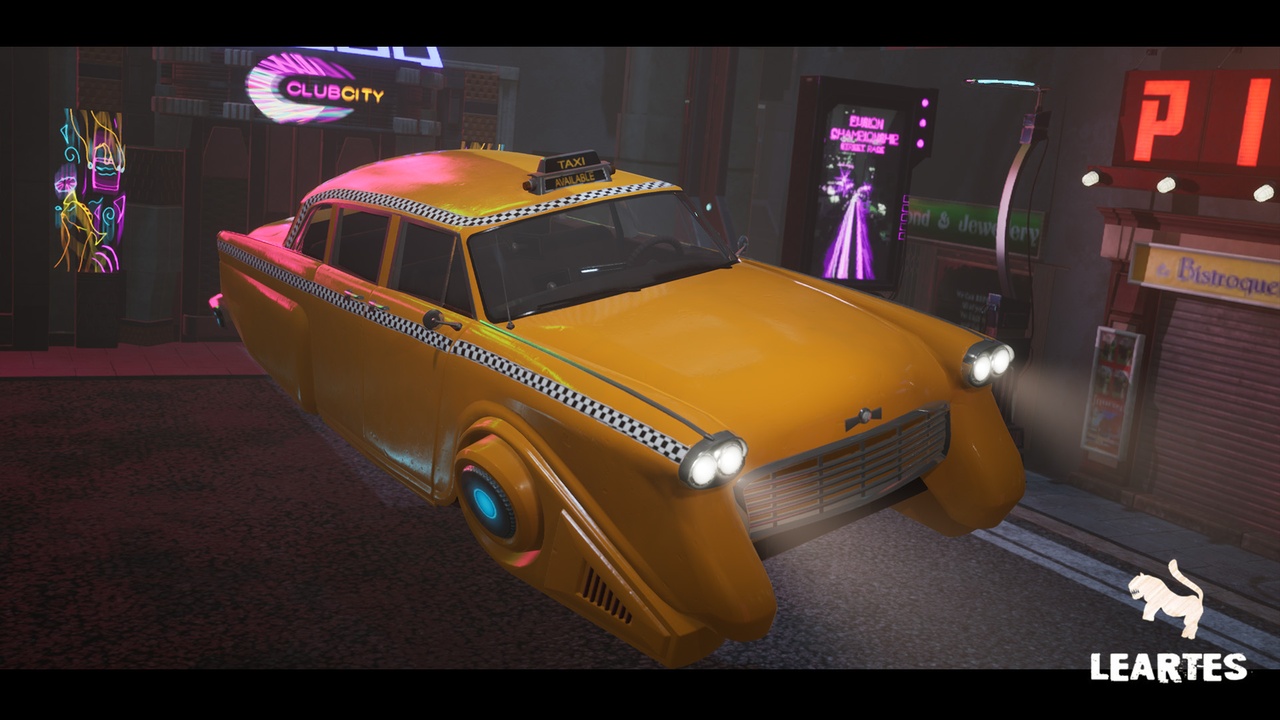 Media 1 for listing Driveable / Animated Retro Cyberpunk Hover Taxi ( Retro Cyberpunk Hover Taxi )
