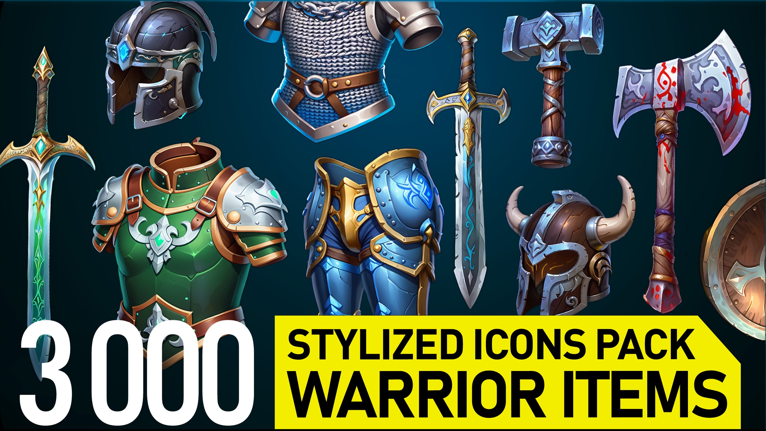 Media 1 for listing Warrior Items - Stylized RPG Icons Pack