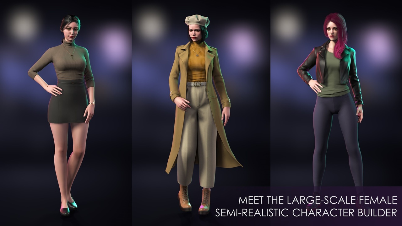 Media 1 for listing Street Wear Girls Pack - Streetwear Modern Realistic Stylized Woman Character