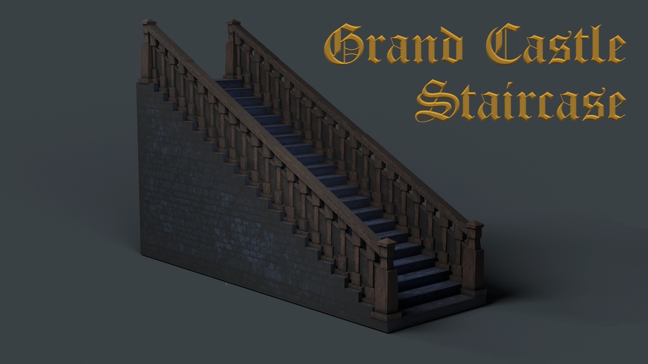 Media 1 for listing Grand Castle Staircase – Stylized Stone