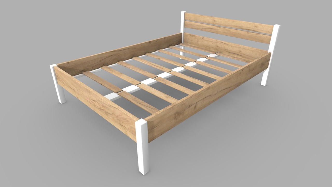 Media 1 for listing Bed Frame 2-1 Gold Wood White