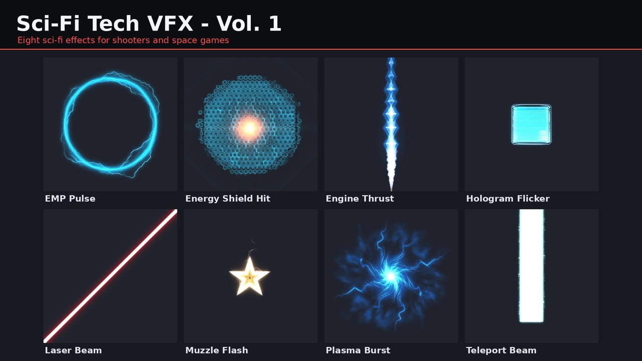 Media 1 for listing Sci-Fi Tech VFX Vol. 1 - 32 Sprite Sheet Effects