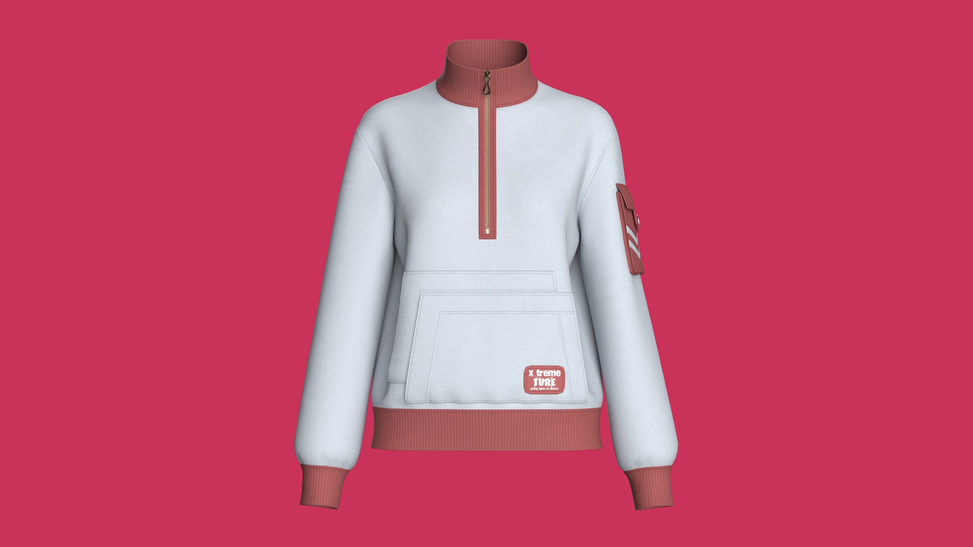 Media 1 for listing Girls Half - Zip Double Layer Pocket Jacket | High Poly