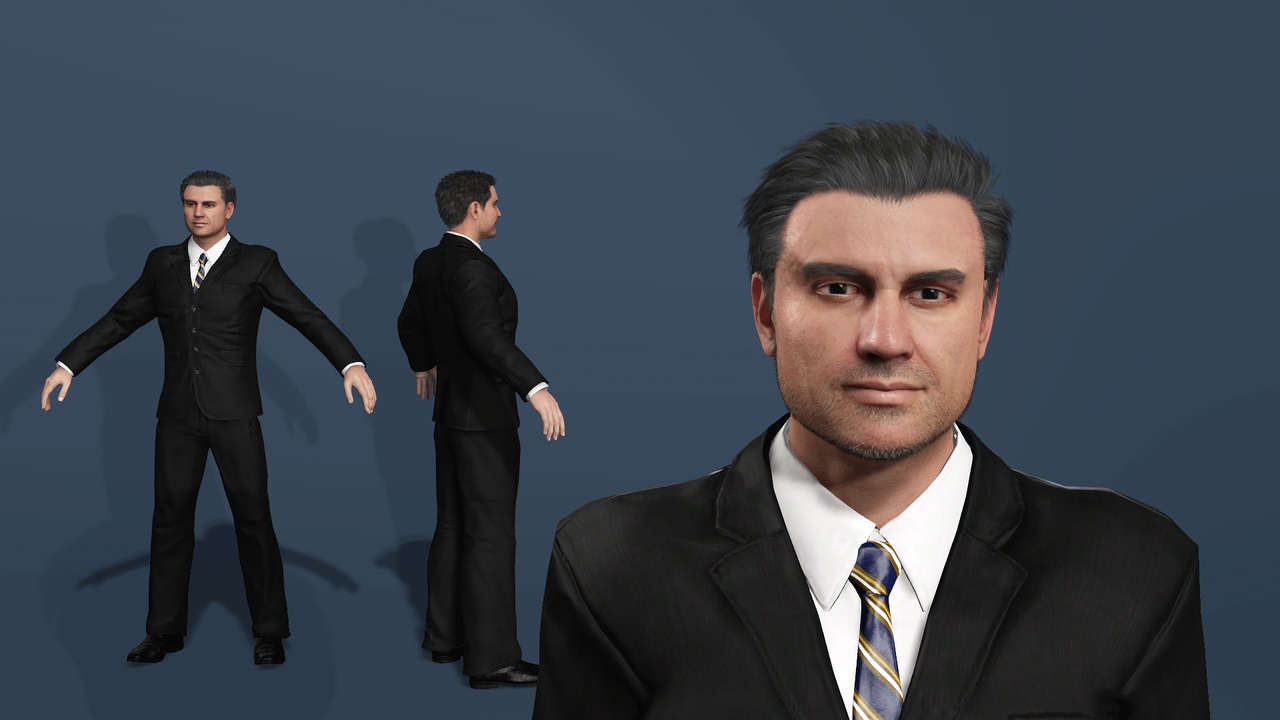 Media 1 for listing Realistic Business Man Character Fully Rigged Facial Expressions写实商务男性角色 全身绑定 表情