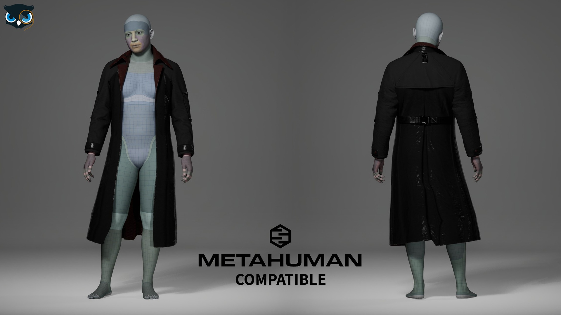 Media 1 for listing Realistic Trench Coat  Long Black Outfit