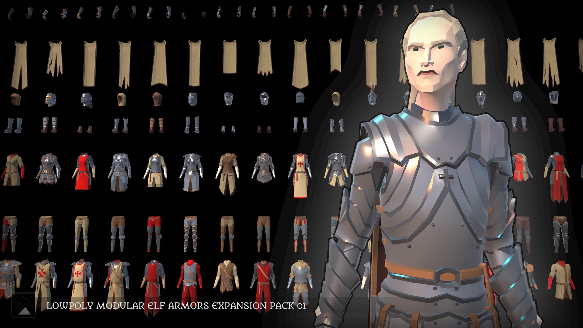 Lowpoly Elves Modular Armors Ex1 - MEDIEVAL FANTASY SERIES 제품 등록을 위한 미디어 1개
