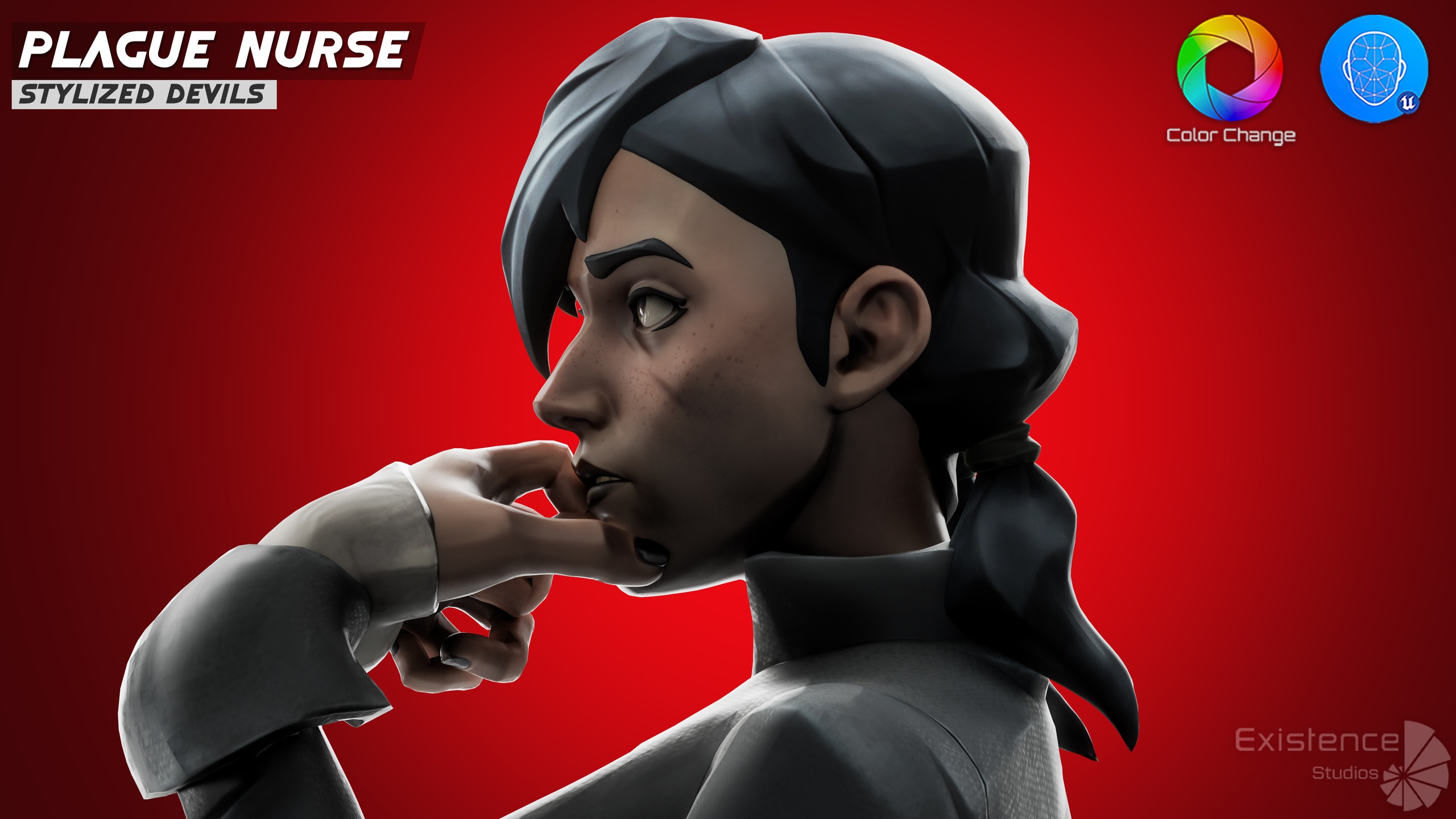 Media 1 for listing Nurse Plague Girl - Beaked Mask Woman from Stylized Medieval RPG, Horror - #67