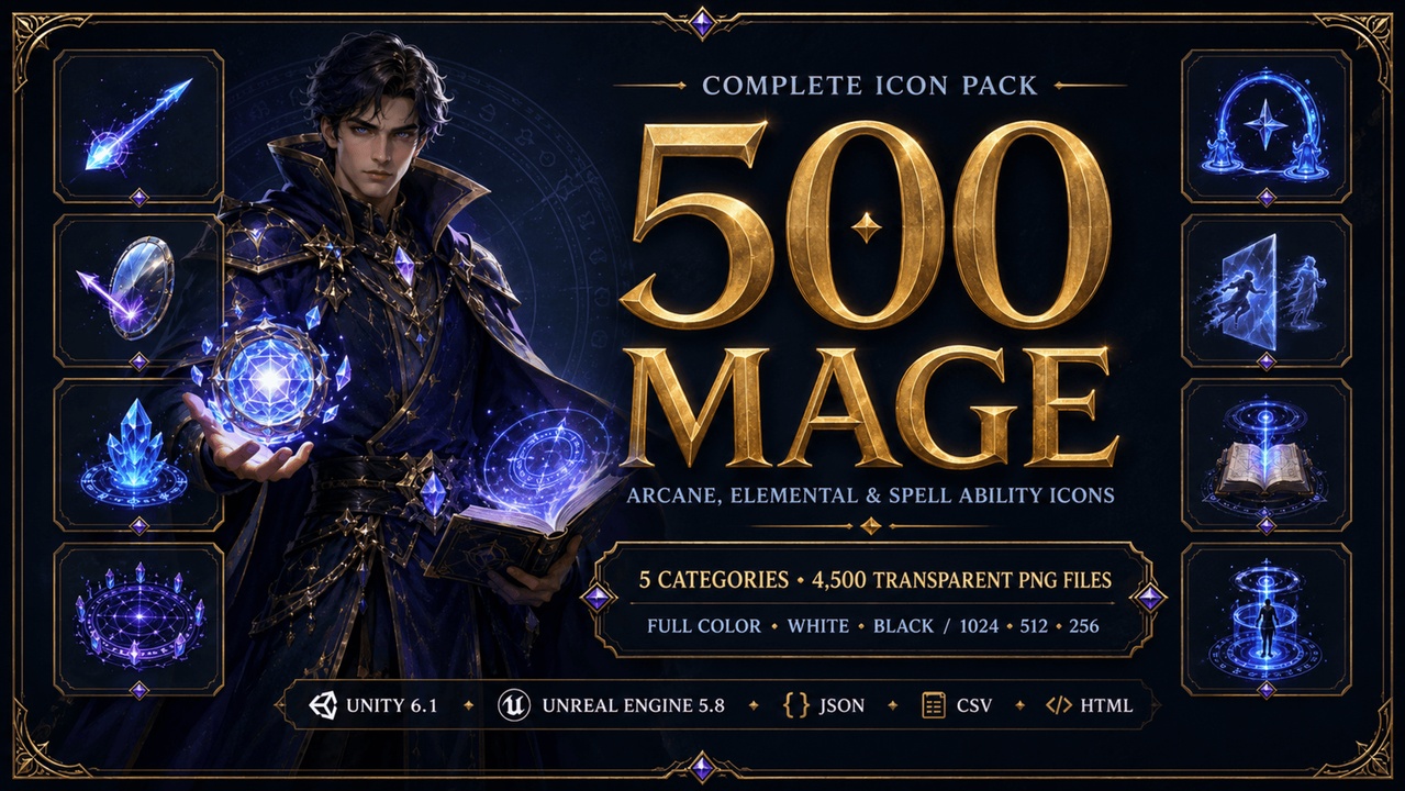 Media 1 for listing 500 Mage & Wizard Arcane, Elemental & Spell Ability Icons