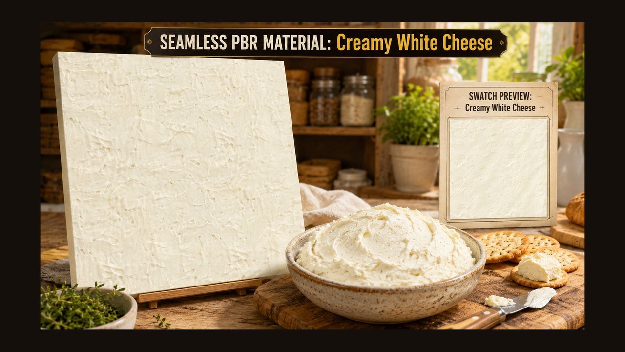 Media 1 for listing Cheese & Dairy Surfaces Food Kitchen Materials - 10 Seamless 4K PBR Textures