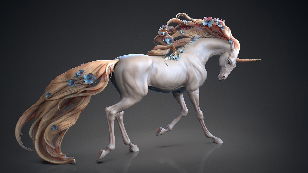 Media 1 for listing Mythical Unicorn - Flowering Spirit (Digital Sculpture)
