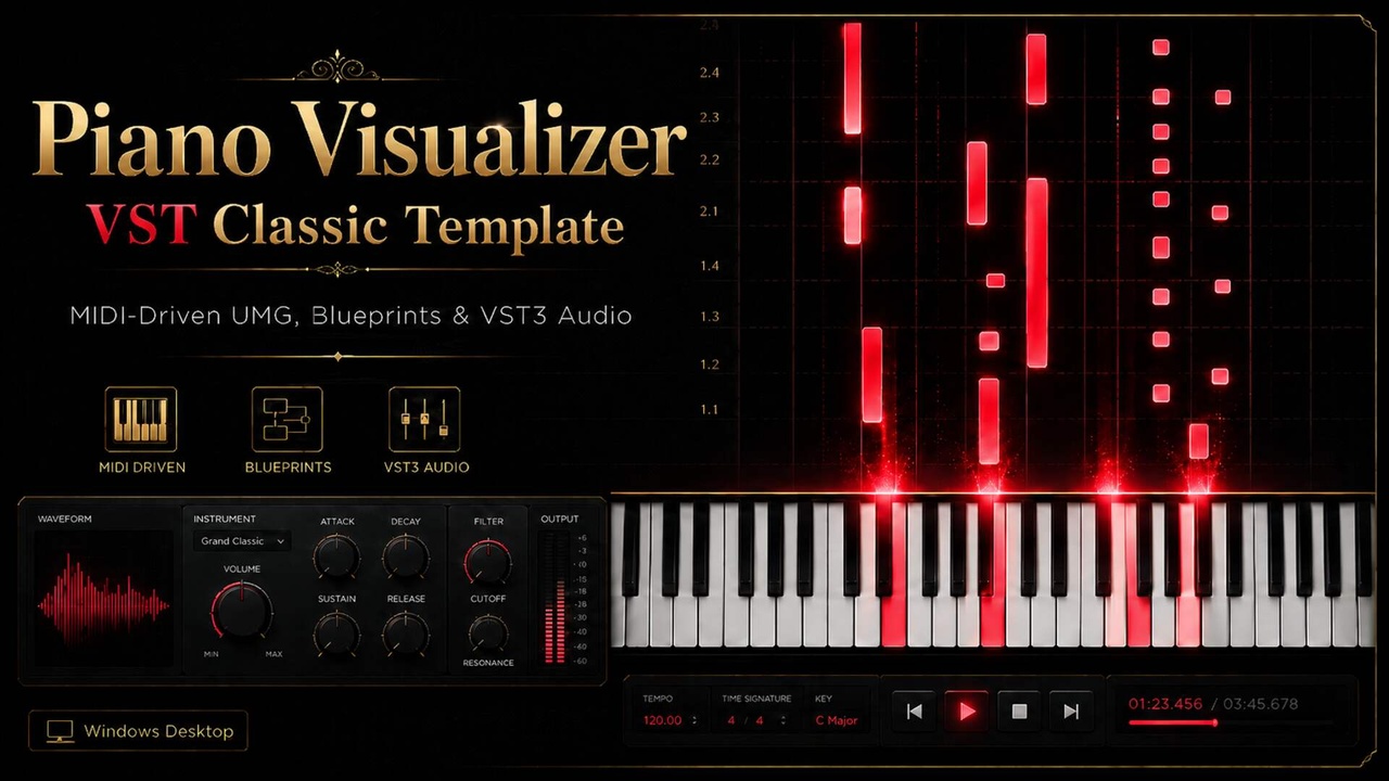 Media 1 for listing Piano Visualizer VST Classic Template