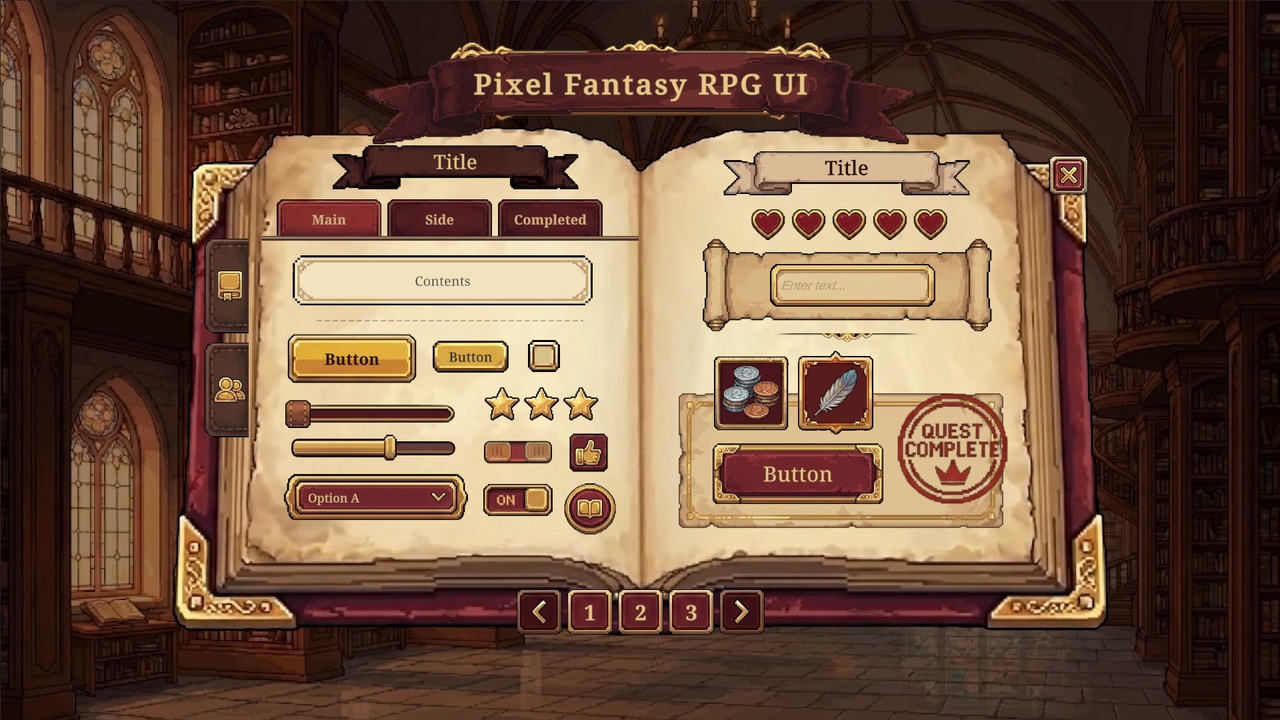 Media 1 for listing Pixel Adventure Book UI: Fantasy RPG Kit