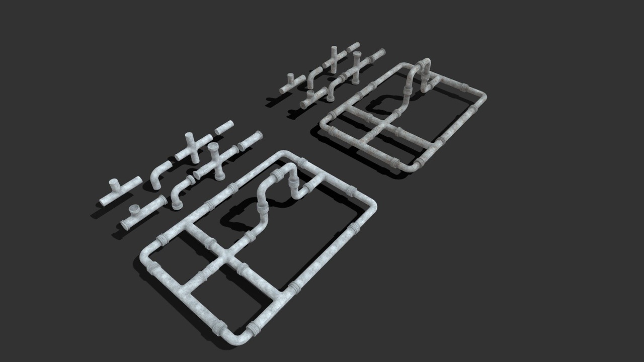 Media 1 for listing Modular pipes junction Low poly and hard surface