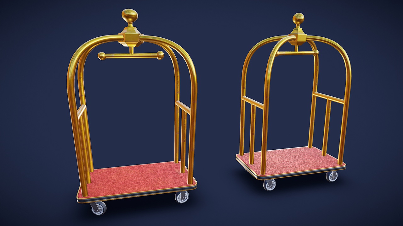Media 1 for listing Stylized Hotel Luggage Cart - Game Ready